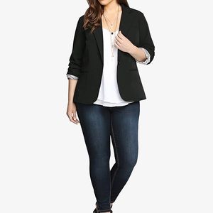 Torrid Ruched Sleeve Blazer - Black (6)